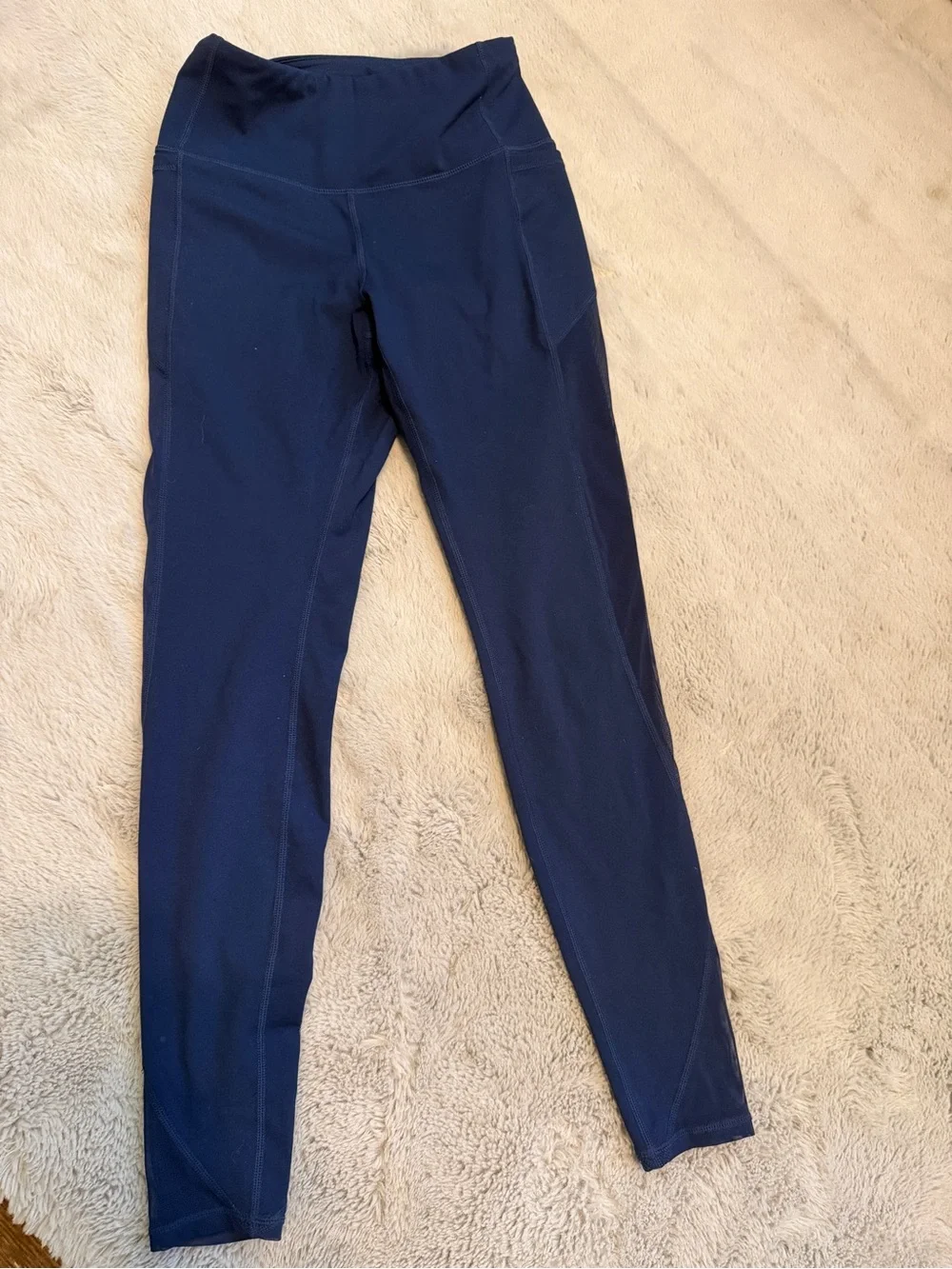 ONGASOFT Navy High Waisted Mesh Panel Leggings XS